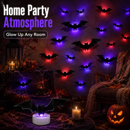 🦇 3D LED Bat Lights – Glowing Halloween Wall Decorations