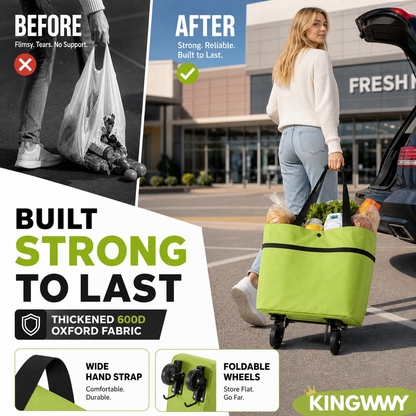 2-in-1 Foldable Shopping Cart | Shop, Carry & Roll with Ease