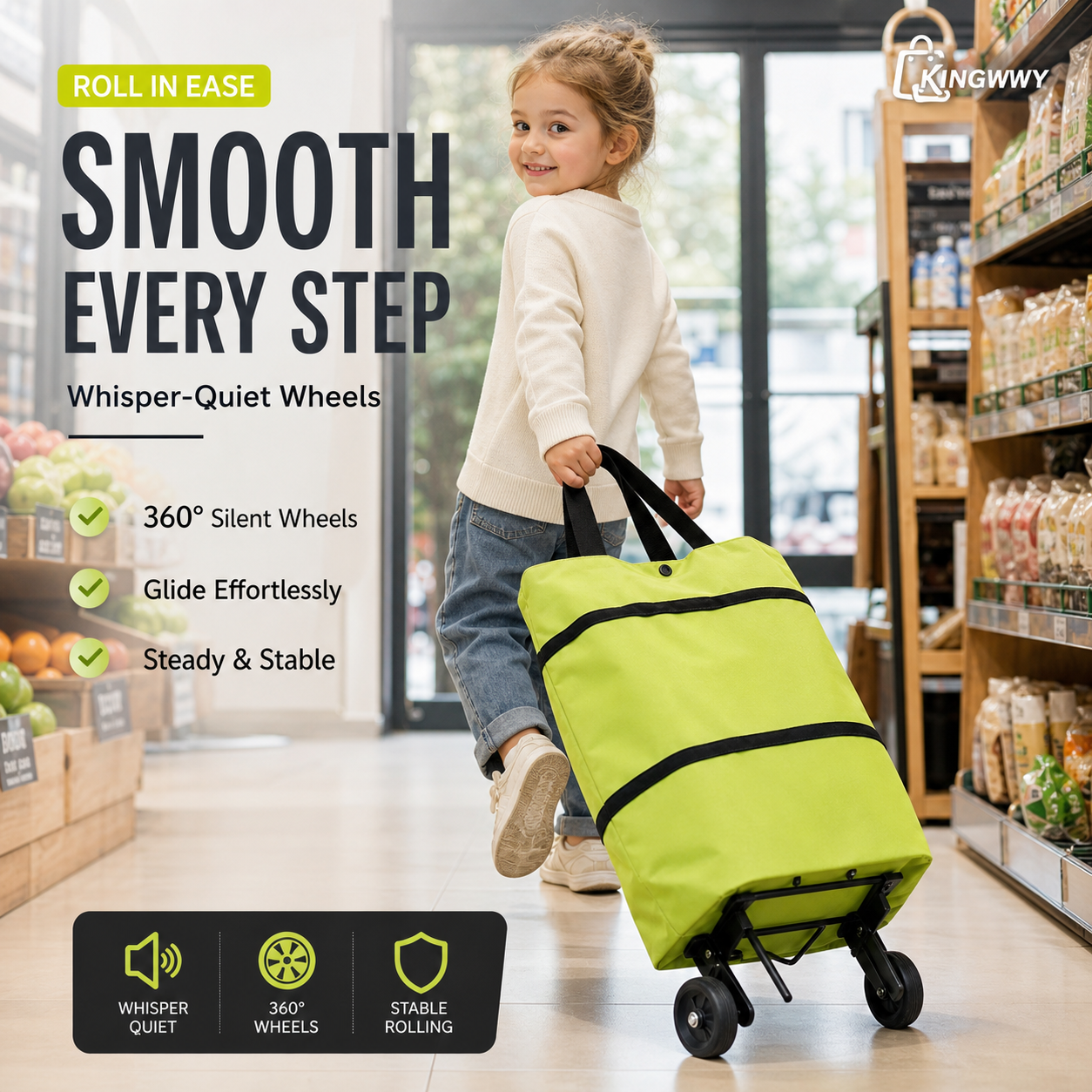 2-in-1 Foldable Shopping Cart | Shop, Carry & Roll with Ease