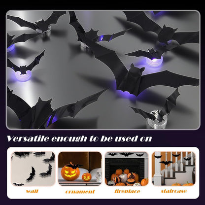 🦇 3D LED Bat Lights – Glowing Halloween Wall Decorations