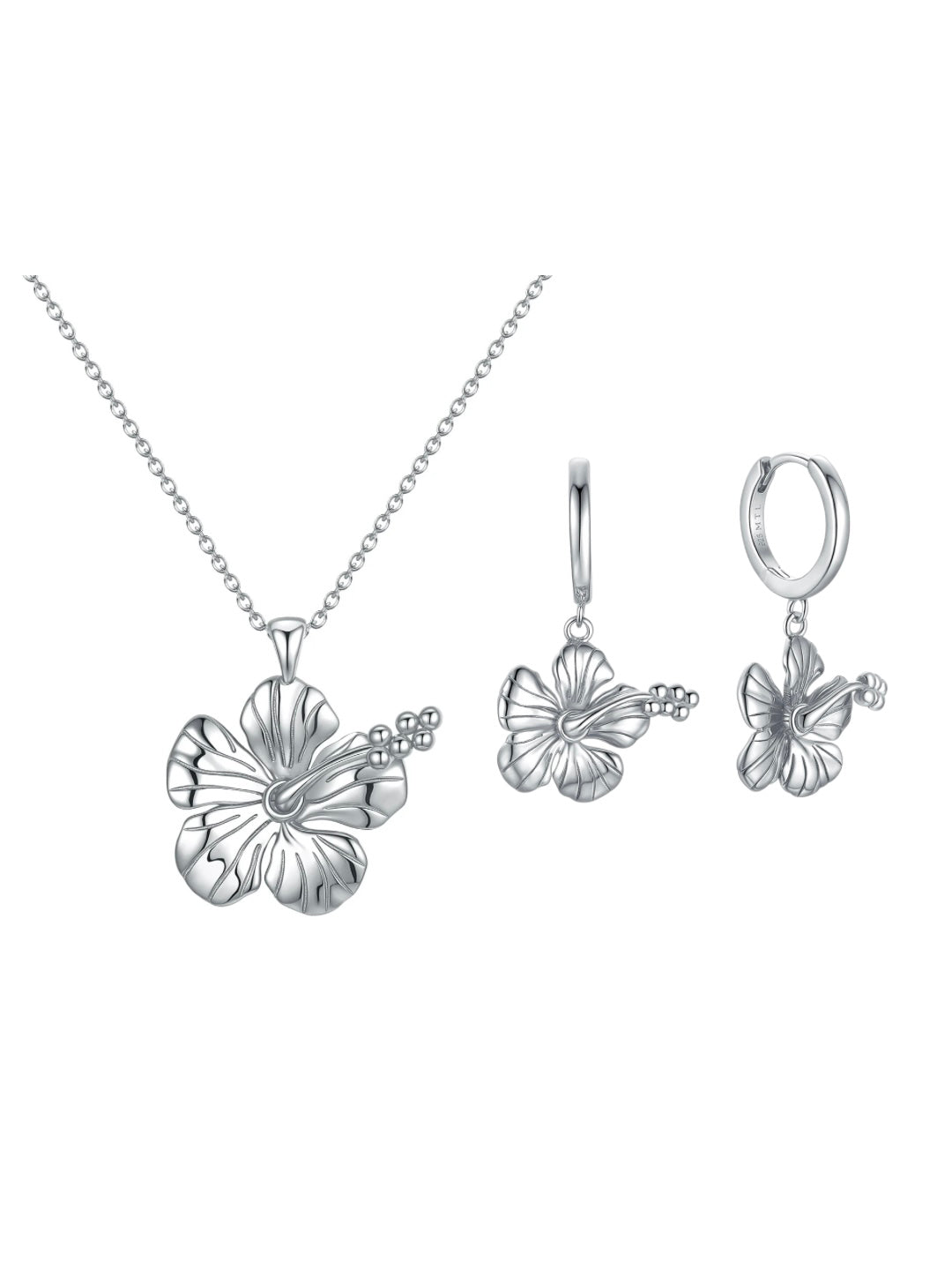 Hibiscus Set in Sterling Silver