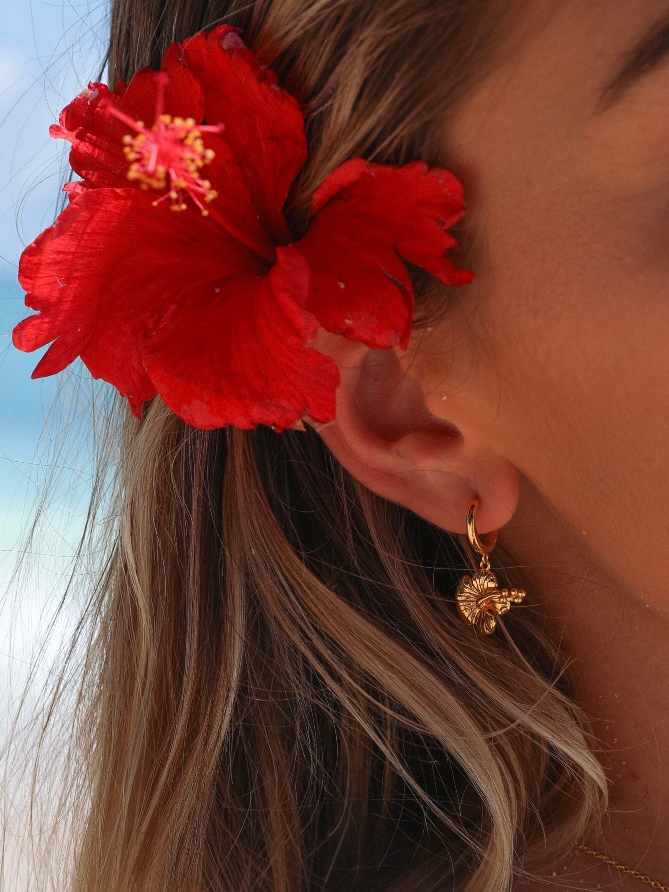 Hibiscus Set in 18k Gold Vermeil