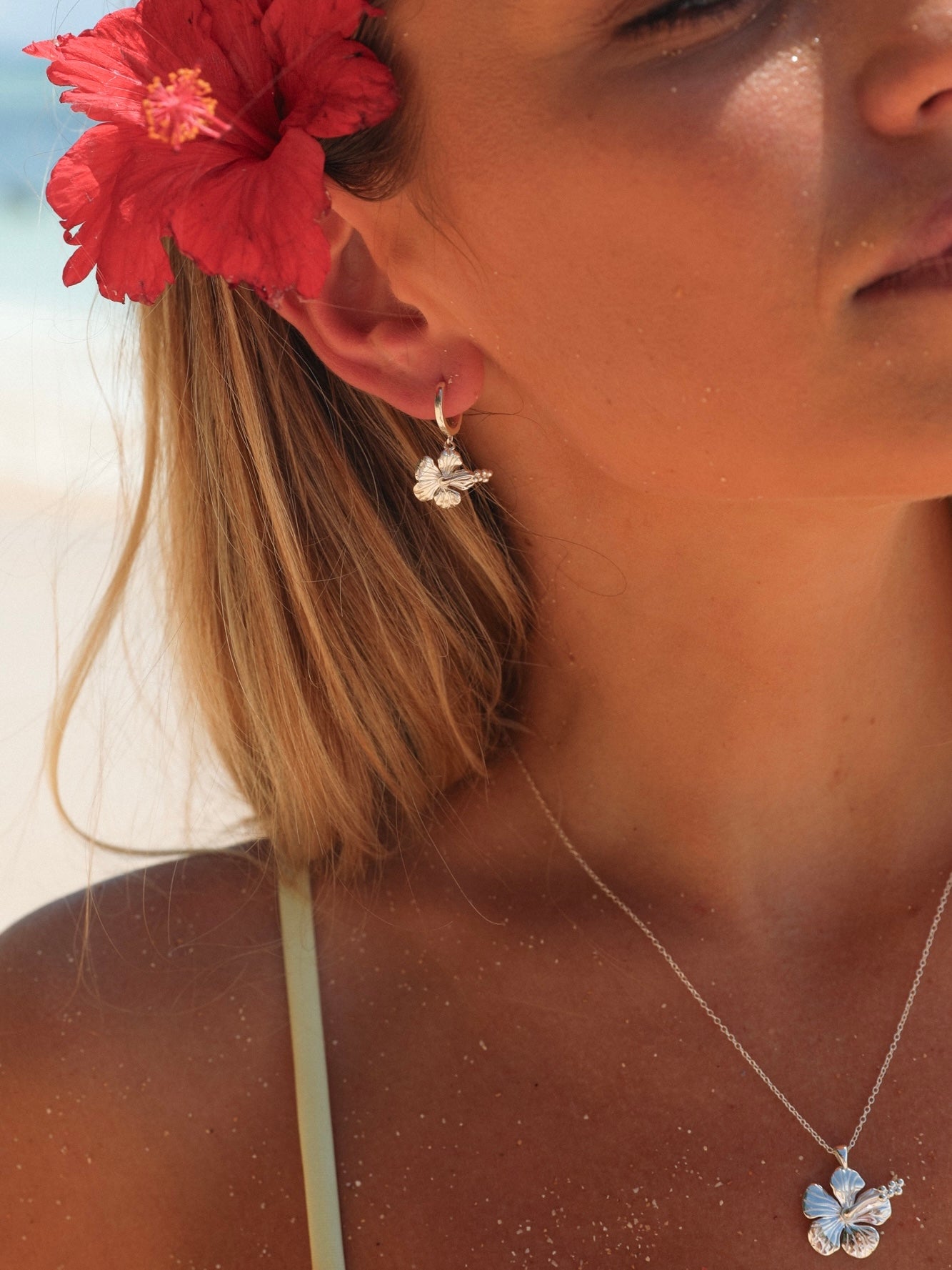 Hibiscus Set in Sterling Silver