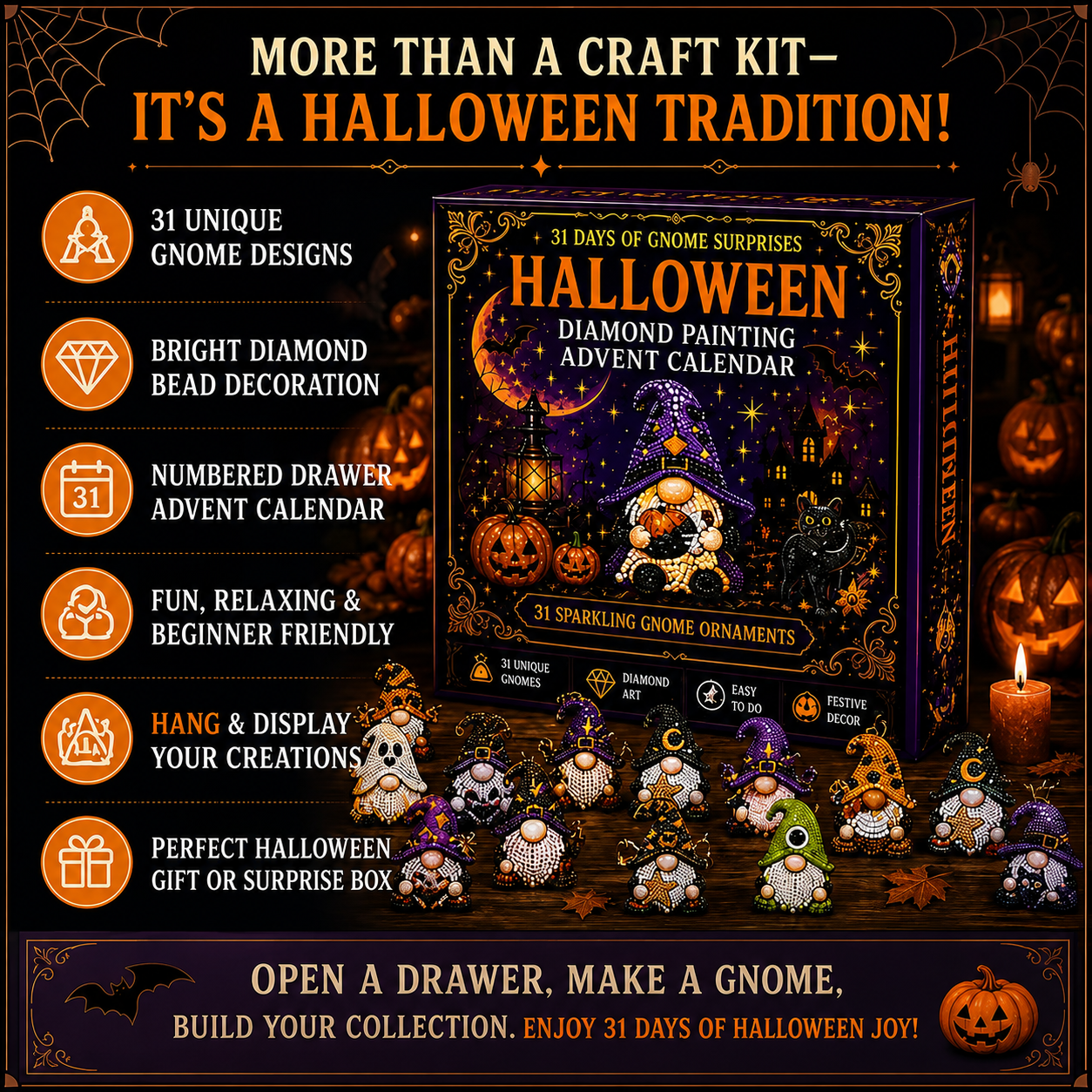 🎃 31 Days of Halloween Surprises™ - Gnome Diamond Painting Advent Calendar