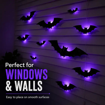 🦇 3D LED Bat Lights – Glowing Halloween Wall Decorations