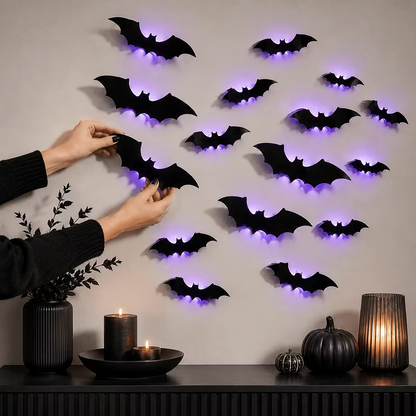 🦇 3D LED Bat Lights – Glowing Halloween Wall Decorations