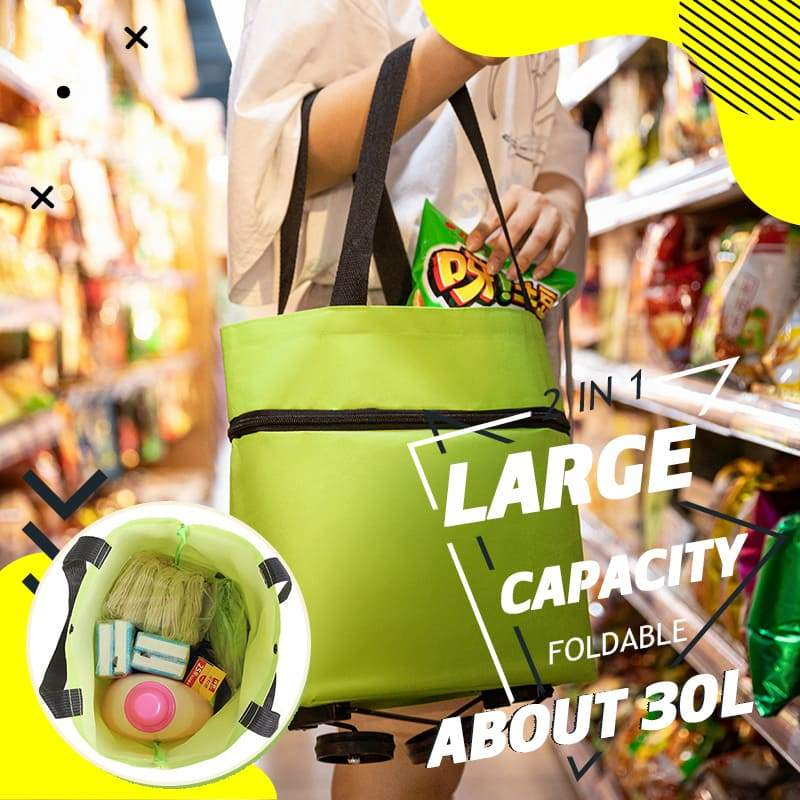 2-in-1 Foldable Shopping Cart | Shop, Carry & Roll with Ease